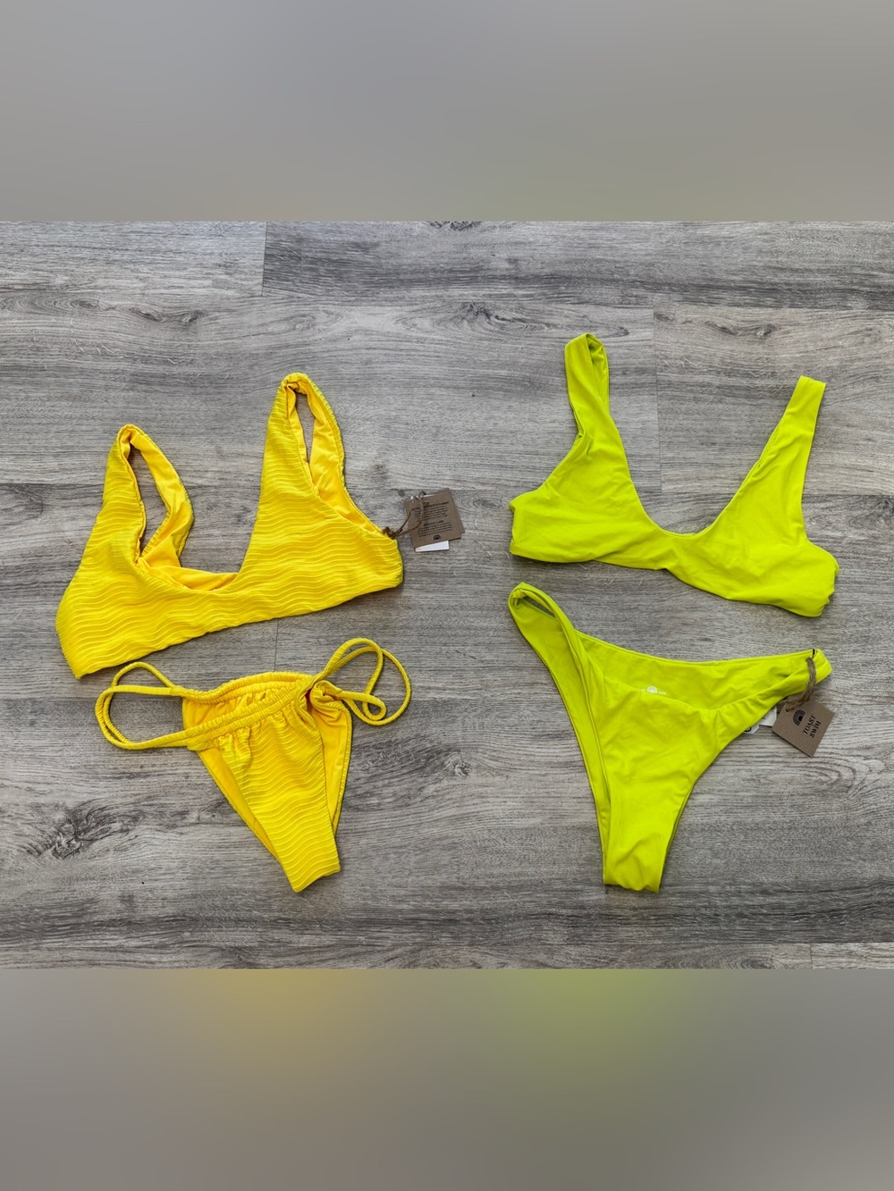 Two Bright Yellow Bikini Sets - Neon & Sunny Yellow